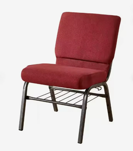 Silla de Iglesia de Tela Morada, Asientos Metálicos para Auditorio, Silla Apilable para Teatro, para Salón Escolar - Product Image 2