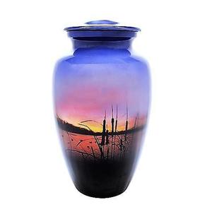 Urne funéraire en métal de style américain Duck Hunter's Sunrise pour cendres humaines - Product Image 5