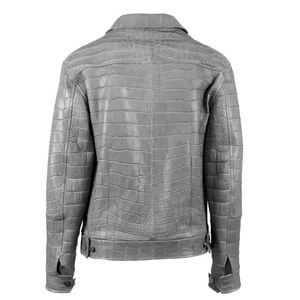 Veste en cuir de vache véritable unisexe en gros, embossée, hiver, style urbain, col montant, nouvelle mode, vêtements pour hommes - Product Image 2