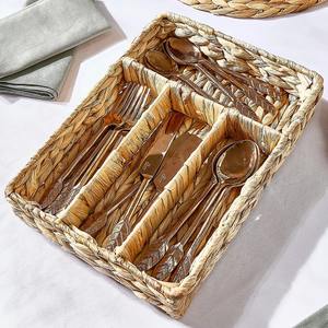 Organizador de cubiertos de jacinto de agua para cocina, bandeja seccionada para utensilios y cubiertos - Product Image 2