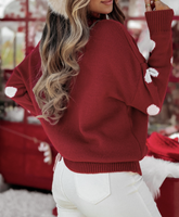 Pull de Noël moche pour femme, col rond, motif flocon de neige en jacquard tricoté, 100 % polyester, tenue de fêtes, prise en charge de la personnalisation OEM en gros