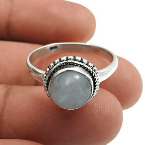Anillo Hecho a Mano con Plata de Ley 925 y Piedra Preciosa de Aguamarina Natural, Joyería Bohemia para Chicas y Mujeres - Product Image 3