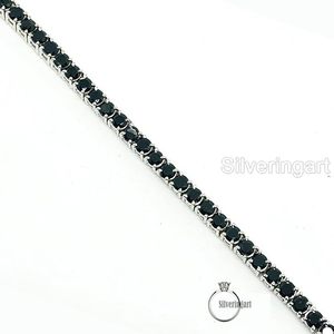 Pulsera de Mujer con Piedra Preciosa de Ónice Negro Natural, Piedra de Nacimiento de Diciembre, Joyería Hecha a Mano para Boda, Navidad, Pulsera de Plata de Ley 925 - Product Image 3