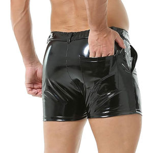 Pantalones cortos de gimnasio de cuero transpirables informales para hombre, de secado rápido, impermeables, ajustados, cintura personalizada, tamaño OEM ODM - Product Image 2
