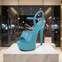 Sandales à talons très hauts pour femmes, à bout ouvert, avec bride à la cheville et boucle, plateforme, chaussures de pole dance