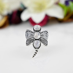 Anillo de Plata de Ley 925 para mujer de estilo bohemio, joyería de piedras preciosas de piedra lunar hecha a mano con chapado en rodio, regalo de boda para amor - Product Image 2
