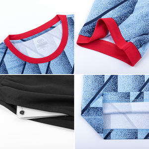 Conjunto de Uniforme Deportivo de Fútbol Económico de Secado Rápido, Diseño Personalizado, Conjunto de Camiseta de Fútbol Azul y Blanca - Product Image 3