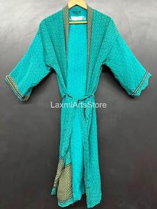 Kimono de Seda Crepé Hecho a Mano en India, con Cintura Elástica, para Playa o Descanso, Estilo Boho, para Mujer, Primavera, Verano, Otoño - Product Image 5