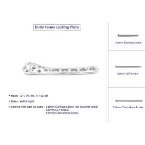 Ensemble de plaques fémorales distales en acier inoxydable vétérinaire de 5 mm, 10 pièces, L5/R5, instruments chirurgicaux de fixation osseuse orthopédique, manuel - Product Image 3
