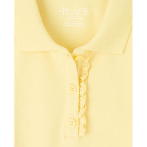 ชุดนักเรียนเสื้อโปโลสีเหลืองอ่อนผ้ายืดมีระบาย - Product Image 3