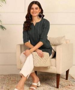 TOP DE TRABAJO ESTAMPADO DE ALGODÓN MODERNO ROPA CASUAL PRECIO AL POR MAYOR ROPA ÉTNICA - Product Image 2