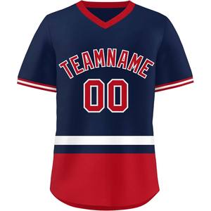 Camisetas de equipo de béisbol con cuello en V y malla de ajuste personalizado, camisetas sublimadas con bordado a granel, OEM - Product Image 1