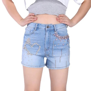 Shorts en jean pour femmes de haute qualité avec ornements en strass, vêtements d'été élégants, shorts en jean décontractés par OVERSEAS SPORTS - Product Image 4