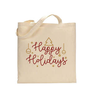 Happy Holliday Christmas Cotton Tote <b>Bag</b> Festive Christmas <b>Bags</b> - Product Image 1