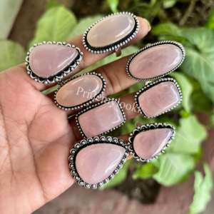 Wholesale 925 Silver plated Bulk Rose Quartz <b>Rings</b> Trendy Fashionable <b>Crystal</b> Gemstone Wedding Jewelry Party Suitable - Product Image 3