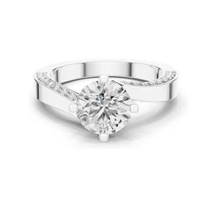 Bague de fiançailles pour femme avec diamant de laboratoire rond brillant de 1,93 carat, conception à double sangle pavée, clarté VVS-VS EF, 18 carats, 14 carats, 10 carats - Product Image 2