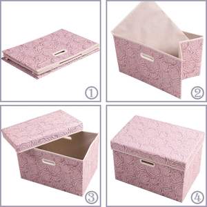 OEM Custom Larger Foldable Storage <b>Bin</b> <b>Lid</b> Fabric Decorative Cube Organizer Container Handles for Wardrobe Shoes Wholesale - Product Image 3