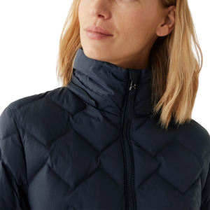 Vente chaude Solide Bleu Couleur Doudoune pour Femmes Respirant Polyester Tissu Coton Remplissage Amovible À Capuche Bulle Veste - Product Image 5