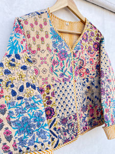 Blouson Bomber en Coton Patchwork Vintage Fait Main, Style Bohème Réversible Respirant Unisexe Automne Hiver Nouveau Style - Product Image 6