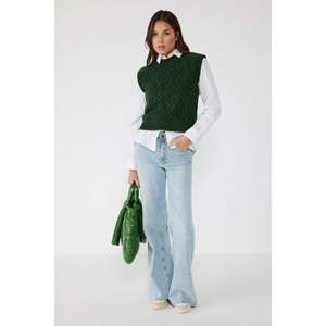 Suéter de Punto sin Mangas con Patrón Geométrico Informal, 100% Acrílico - Product Image 1