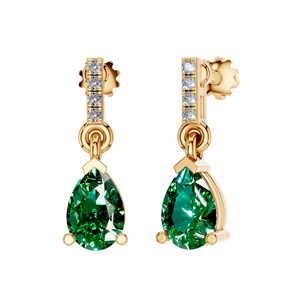 Pendientes de tuerca de diamante fino de oro macizo de 14K de lujo con certificación IGI con Esmeralda natural OEM ODM Joyería Al por mayor de La India - Product Image 5