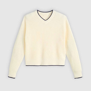 Pulls pour femmes en tricot uni à col en V, en vente, best-seller, prix le plus bas - Product Image 6