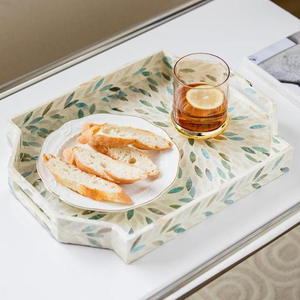 Bandeja de concha hecha a mano de Vietnam con incrustaciones de nácar, vajilla colorida, bandeja para servir para comedor, decoración y regalos - Product Image 1