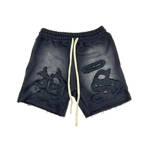Short en maille lavé à l'acide Offre Spéciale pour hommes Shorts pour hommes à la mode en détresse broderie Shorts de sueur d'été personnalisés - Product Image 5