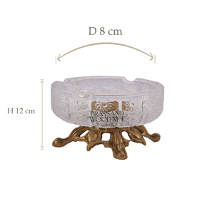Cenicero de cobre antiguo, cuenco de cristal redondo decorativo hecho a mano con base de latón adornado, accesorio elegante para fumar de estilo vintage - Product Image 5