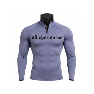 Custom Men’s Compression Shirt Half Zip <b>Long</b> <b>Sleeve</b> Gym Fitness Graphic <b>Base</b> <b>Layer</b> Sportswear OEM ODM - Product Image 1