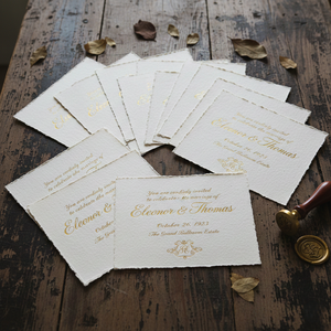 Carte d'invitation 250 g/m² en papier coton fait main à bords festonnés – Cartes de mariage, d'anniversaire, uniques et magnifiques – Vente en gros OEM - Product Image 2