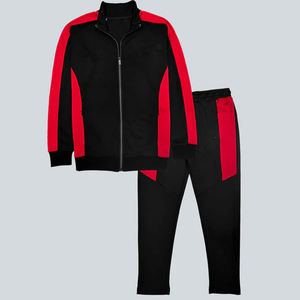 Ensemble de vêtements de sport de mode avec contraste de couleur hommes Jogging costume avec veste à glissière confortable hommes Fitness survêtement tenue - Product Image 1
