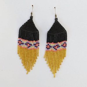 Handmade Boho Colorful Glass <b>Tassel</b> <b>Earrings</b> Women 8mm Black Blue Seed Woven Flower Design Girls Beach Holiday Jewelry Gift - Product Image 3