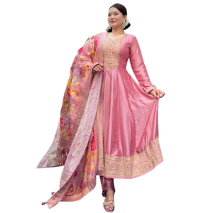 Haute qualité femmes festif brodé Kurti ensemble à la main dentelle décoration léger classique solide motif robes décontractées pour - Product Image 1