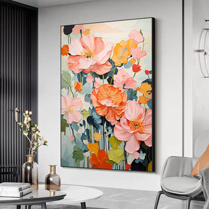 Modern <b>Framed</b> Floral Canvas Painting 3D Effect Flower Wall Art Waterproof Decor for Living Room Bedroom - Product Image 1