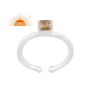 Latest Trending Fine Sterling Silver Natural <b>Green</b> Amethyst Gemstone Adjustable Ring Custom Jewelry Manufacturer - Product Image 1