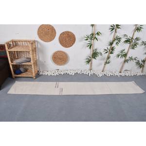 Alfombra de lana blanca clásica moderna, diseño de retazos de 1,4x8,5 pies para sala de estar, entrada, dormitorio, rectángulo, patrón de pasillo, látex - Product Image 1