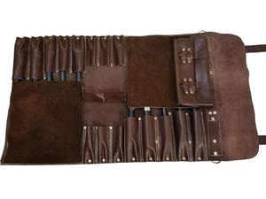 Sacs à outils de chef en cuir véritable de haute qualité, multi-poches, fabrication artisanale, sangles réglables, enroulable, rangement pour couteaux - Product Image 5