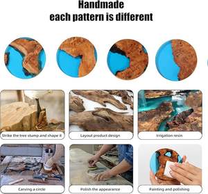 Resin Wooden Coasters Set of 4 Polished Multi-Shaped Modern Design for Bar Kitchen Home-Housewarming & <b>Birthday</b> <b>Gifts</b> Luxury Set - Product Image 6