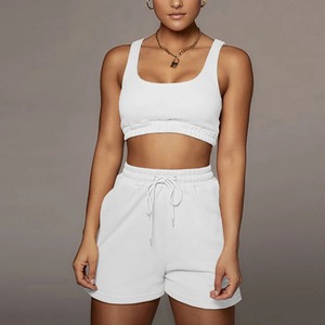 Women's Summer Casual Sweater Set Loose Crop Top and Shorts with <b>Elastic</b> Waist Beach <b>Lace</b> Two-Piece Matching Vest Sets - Product Image 5