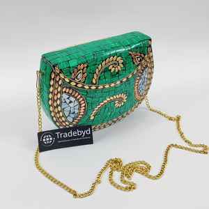 Glamorous Metal Evening <b>Clutch</b> with <b>Pearl</b> Chains Straps Decor for Bridesmaids Fashion Wedding Purse for Night Events Tradebyd - Product Image 3