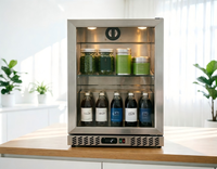 Réfrigérateur de présentation en acier inoxydable pour boissons, bières et thés, avec porte vitrée, pour bars commerciaux et bureaux exécutifs