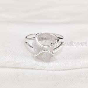 เครื่องประดับหินดิบสำหรับผู้หญิงแหวนพลอยมูนสโตนสีรุ้งธรรมชาติอัญมณีสายเครื่องประดับ925แหวนเงินสเตอร์ลิง - Product Image 3