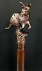 Bastón para caminar vintage, mango de canguro de latón, palo de madera, latón macizo, estilo hecho a mano, regalo de madera, Colección antigua - Product Image 4