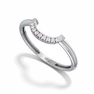 แหวนทอง 14K และเพชรธรรมชาติทรงโค้งสำหรับผู้หญิง 0.03Ctw สำหรับสวมใส่ทุกวัน - Product Image 1