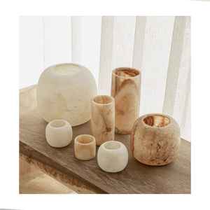 Bougeoirs de luxe en albâtre et onyx bocaux à bougies décoratifs en marbre bougeoirs et bougeoirs votifs pour la décoration intérieure - Product Image 3