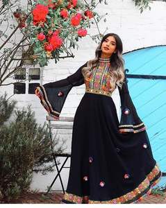 Vente chaude robe Kuchi noire pour adultes fait à la main coton pakistanais indien Salwar USA Design modeste filles afghanes hiver Choli - Product Image 2