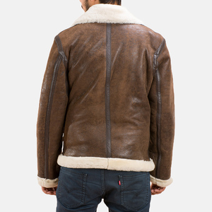 Bomber chaud en peau de mouton en cuir véritable pour hommes avec col en fourrure trench à capuche décontracté hiver élégant vêtements d'extérieur doux look ajusté - Product Image 2