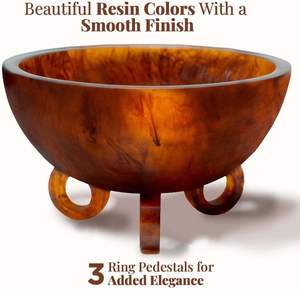 Decoración moderna hecha a mano para el hogar, Frutero de resina marrón, base de anillo, patas para servir aperitivos, mesa, centro de mesa, técnica de fundición de resina - Product Image 5
