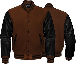 2024 Winter Hot Sale Men's Fleece Casual Varsity Jacket Custom Embroidered pilot Short Leather Arm Jacket for Men - Product Image 5